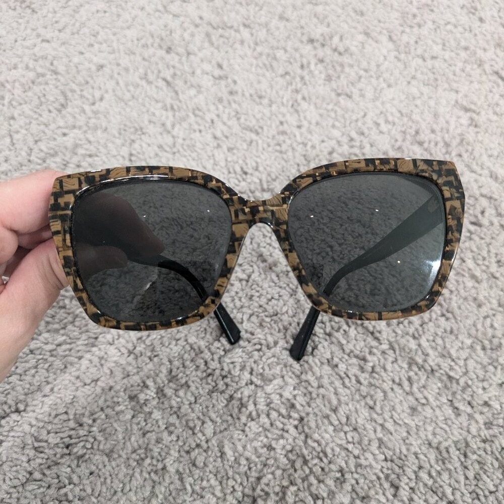 MaxMara MM Shaded I FSCJD Square Sunglasses Brown Pattern Black 55-18-140‎